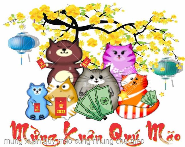 mung xuan quy mao cung nhung chu meo